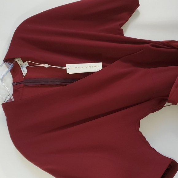 Trina Turk Unidos Tie-Waist Wrap Top, Pinot Noir - Picture 3 of 5